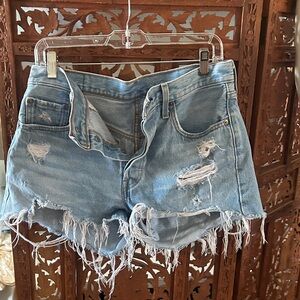 Levi's Light Blue Distressed Jean Shorts
